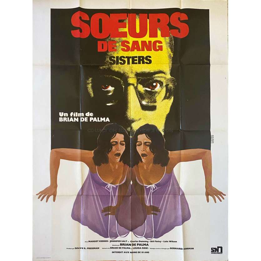 SISTERS French Movie Poster- 47x63 in. - 1970 - Margot Kidder, Brian de Palma