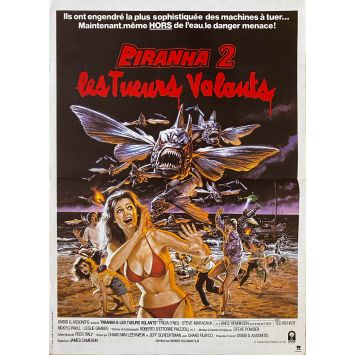 PIRANHA II French Movie Poster- 15x21 in. - 1981 - Lance Henriksen, James Cameron
