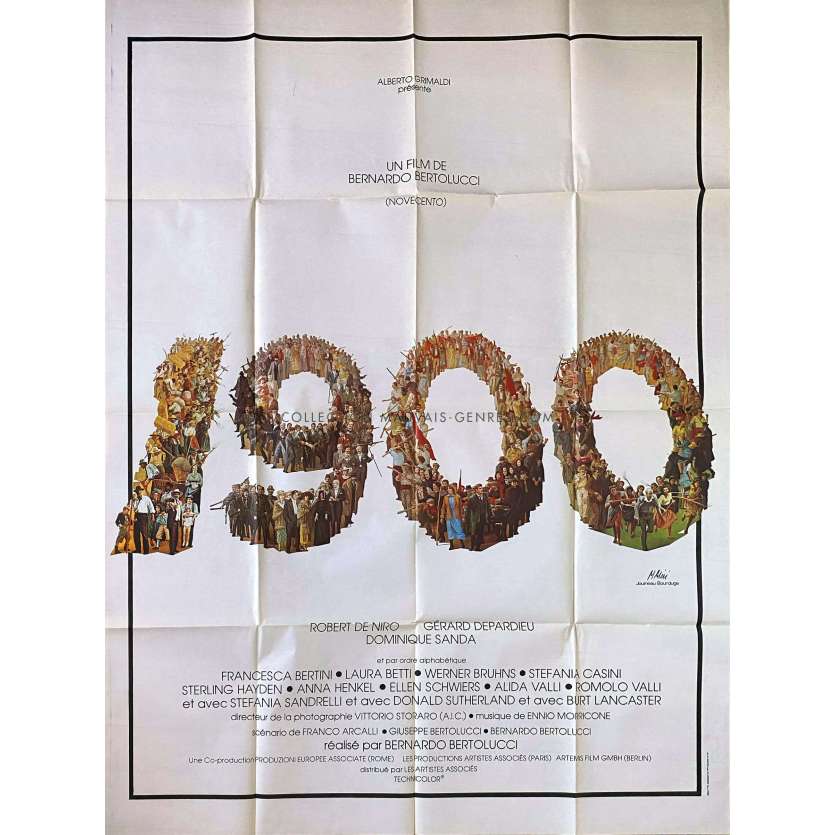 1900 Affiche de film Mascii Style - 120x160 cm. - 1976 - Robert de Niro, Bernardo Bertolucci