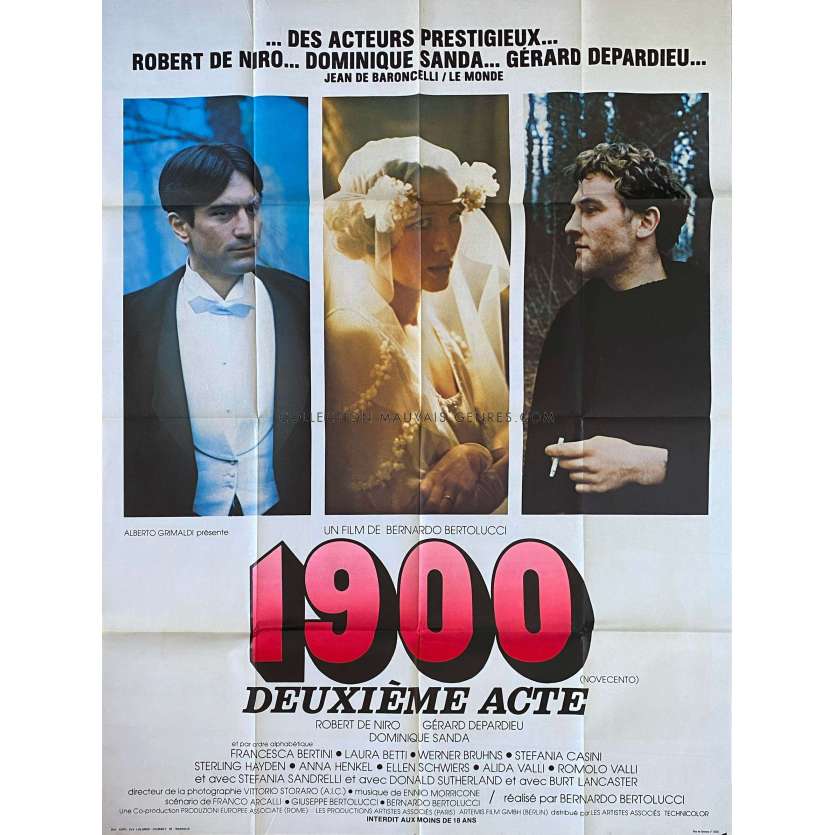 1900 Affiche de film Photo Style - 120x160 cm. - 1976 - Robert de Niro, Bernardo Bertolucci