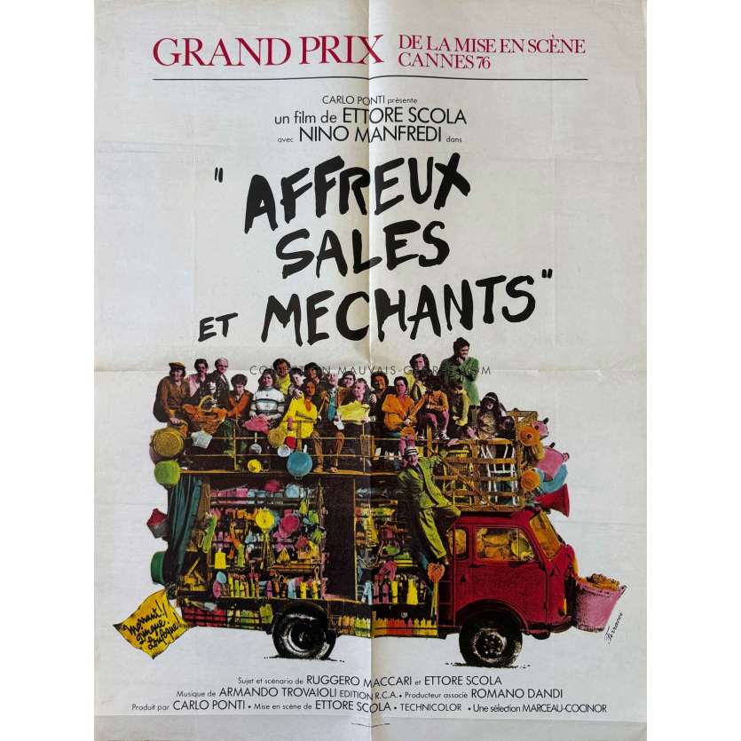 AFFREUX SALES ET MECHANTS Affiche de film- 60x80 cm. - 1976 - Francesco Anniballi, Ettore Scola