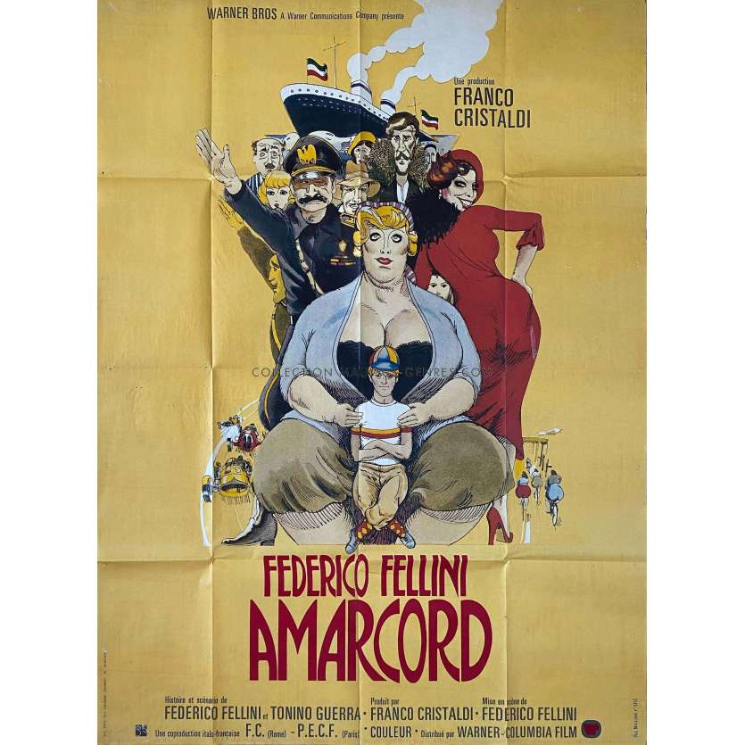 AMARCORD French Movie Poster- 47x63 in. - 1974 - Magali Noel, Federico Fellini