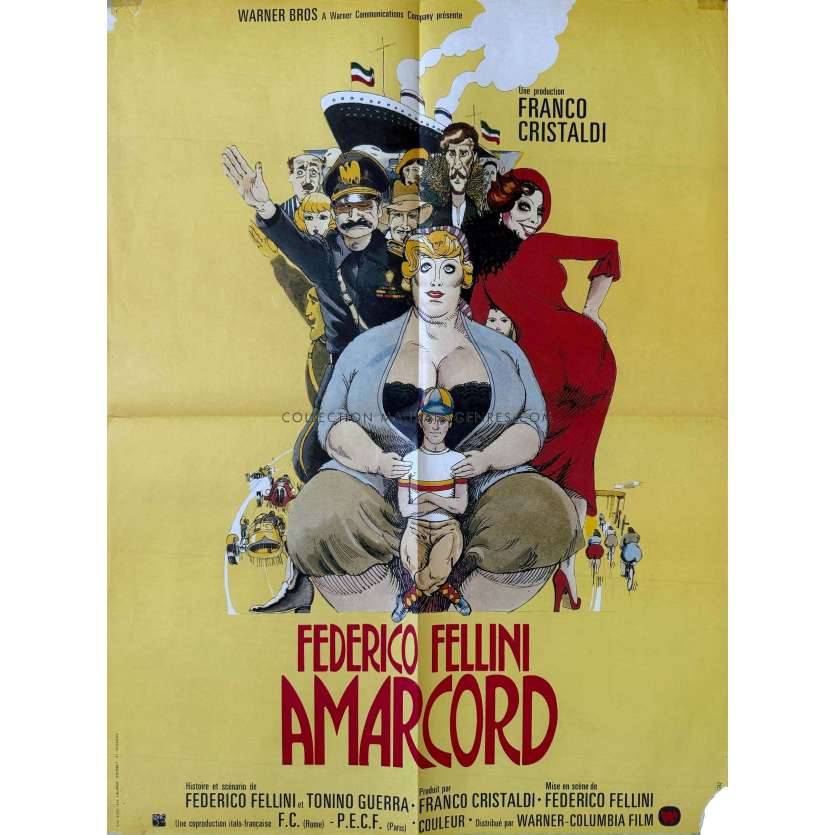 AMARCORD French Movie Poster- 23x32 in. - 1974 - Magali Noel, Federico Fellini