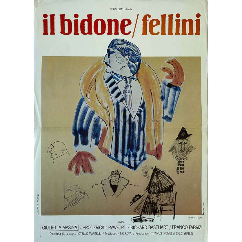 IL BIDONE French Movie Poster- 15x21 in. - 1955/R1970 - Giulietta Masina, Federico Fellini