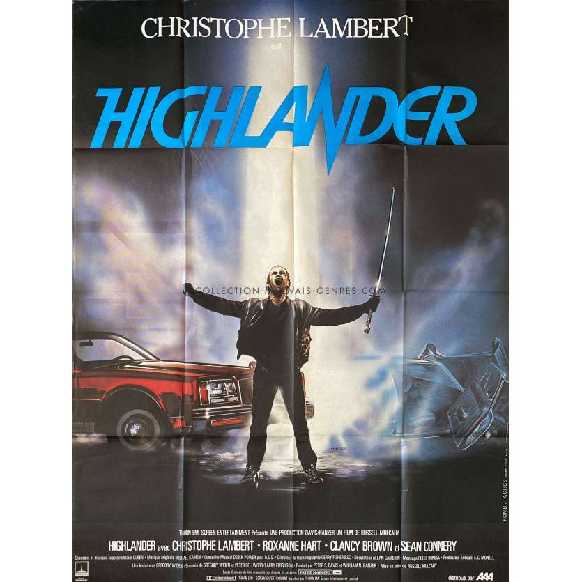 HIGHLANDER French Movie Poster- 47x63 in. - 1985 - Christophe Lambert, Russel Mulcahy
