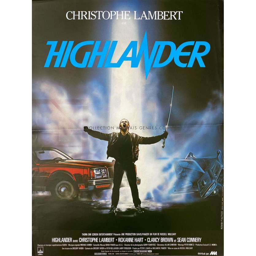 HIGHLANDER French Movie Poster- 15x21 in. - 1985 - Christophe Lambert, Russel Mulcahy