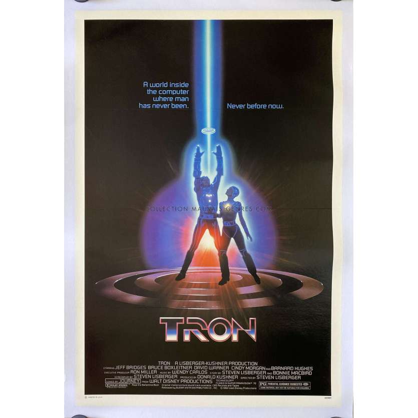 TRON Affiche de cinéma U.S entoilée- 69x104 cm. - 1982 - Jeff Bridges, Steven Lisberger