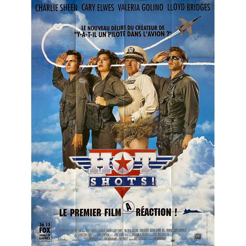 HOT SHOTS French Movie Poster- 47x63 in. - 1991 - Charlie Sheen, Jim Abrahams