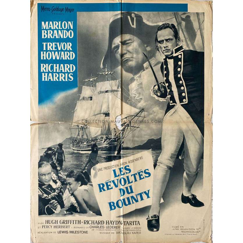 MUTINY ON THE BOUNTY French Movie Poster- 23x32 in. - 1962 - Marlon Brando, Lewis Milestone