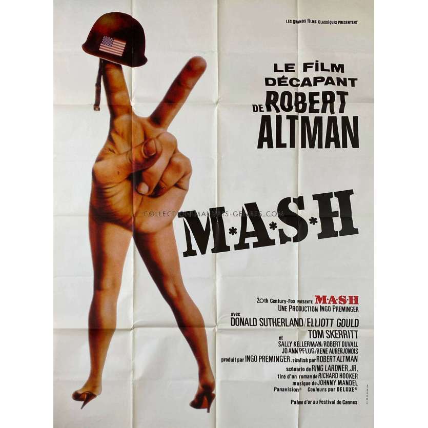 MASH Affiche de film Style titre noir. - 120x160 cm. - 1972/R1990 - Donald Sutherland, Robert Altman