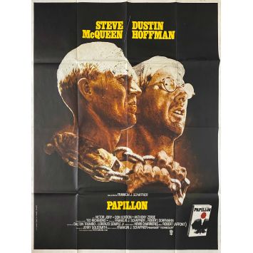 PAPILLON French Movie Poster- 47x63 in. - 1973 - Steve McQueen, Franklin J. Schaffner