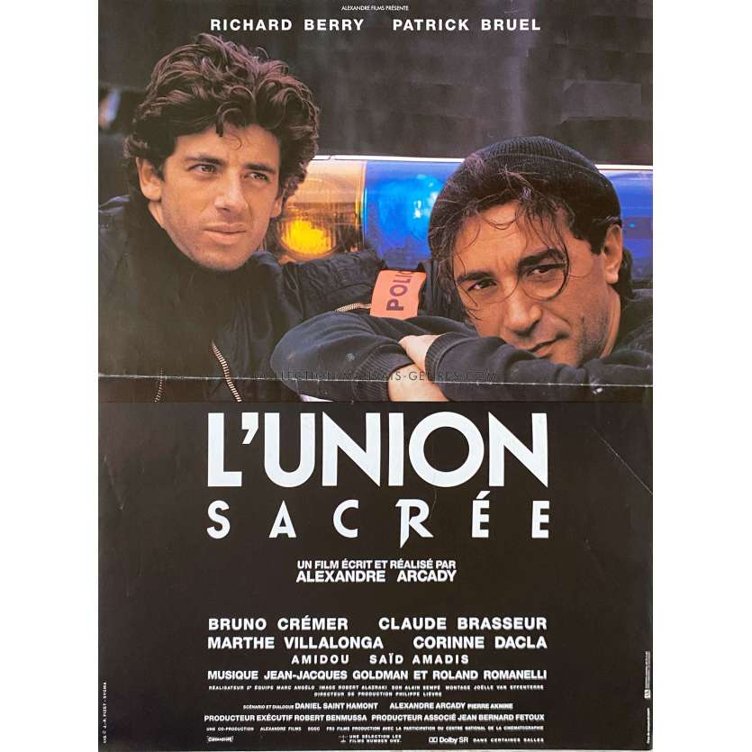 L'UNION SACREE Affiche de film- 40x54 cm. - 1989 - Patrick Bruel, Alexandre Arcady