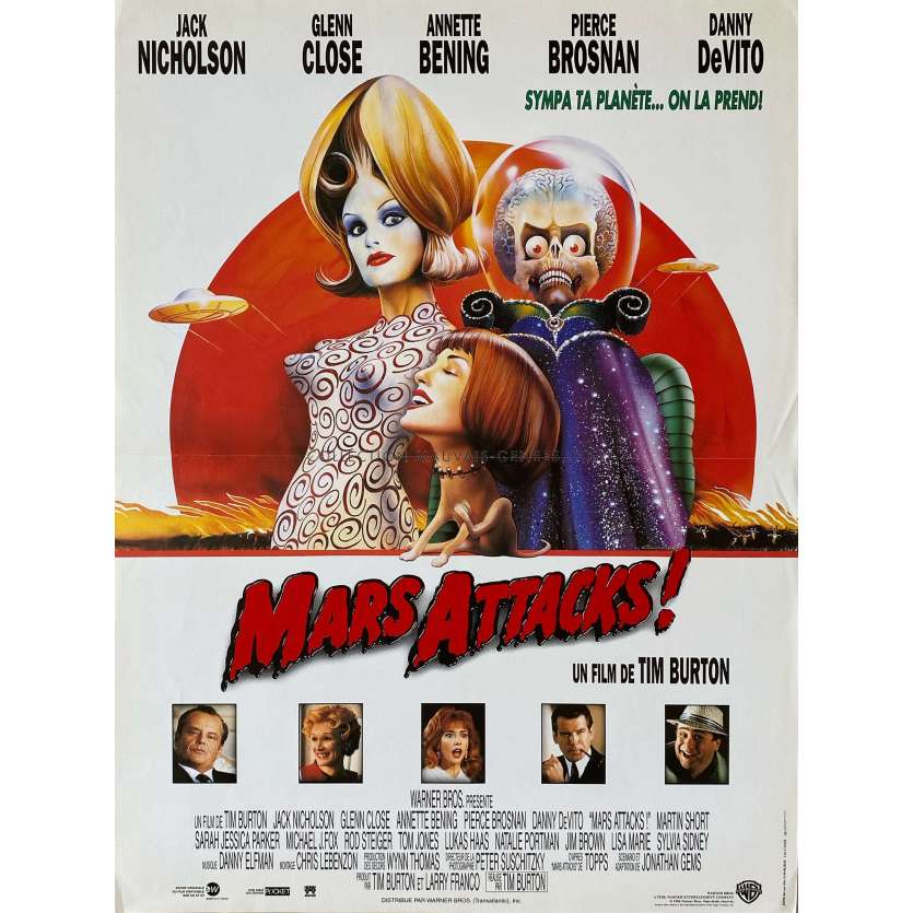 MARS ATTACKS Affiche de film- 40x54 cm. - 1996 - Jack Nicholson, Tim Burton