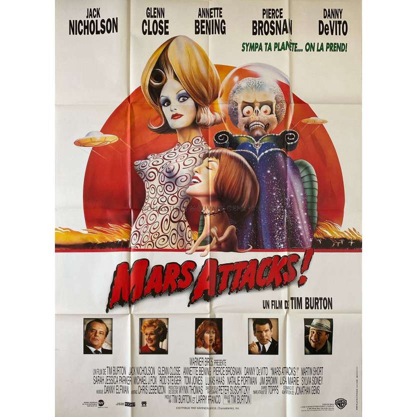 MARS ATTACKS Affiche de film- 120x160 cm. - 1996 - Jack Nicholson, Tim Burton