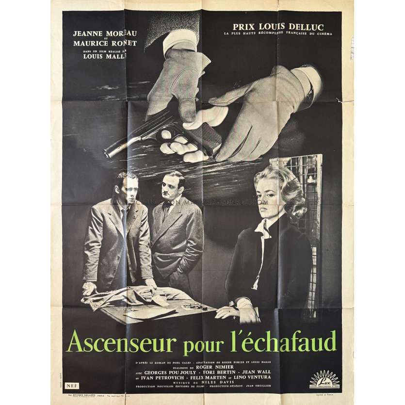 ASCENSEUR POUR L'ECHAFAUD Affiche de film- 120x160 cm. - 1958 - Jeanne Moreau, Louis Malle