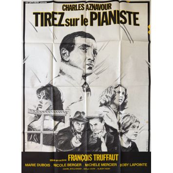 TIREZ SUR LE PIANISTE Affiche de film- 120x160 cm. - 1960/R1970 - Charles Aznavour, François Truffaut