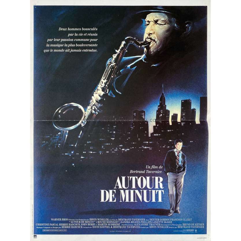 ROUND MIDNIGHT Original Movie Poster- 15x21 in. - 1986 - Dexter Gordon, Bertrand Tavernier 
