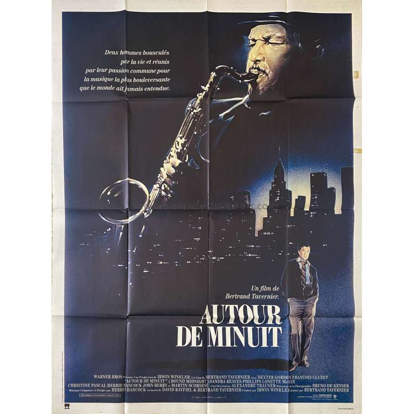 ROUND MIDNIGHT Original Movie Poster- 47x63 in. - 1986 - Dexter Gordon, Bertrand Tavernier 