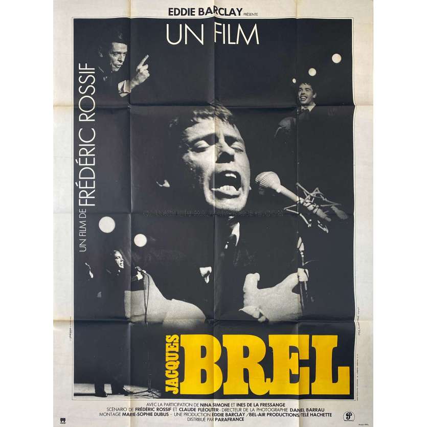 JACQUES BREL Original Movie Poster- 47x63 in. - 1982 - Jacques Brel, Frédéric Rossif