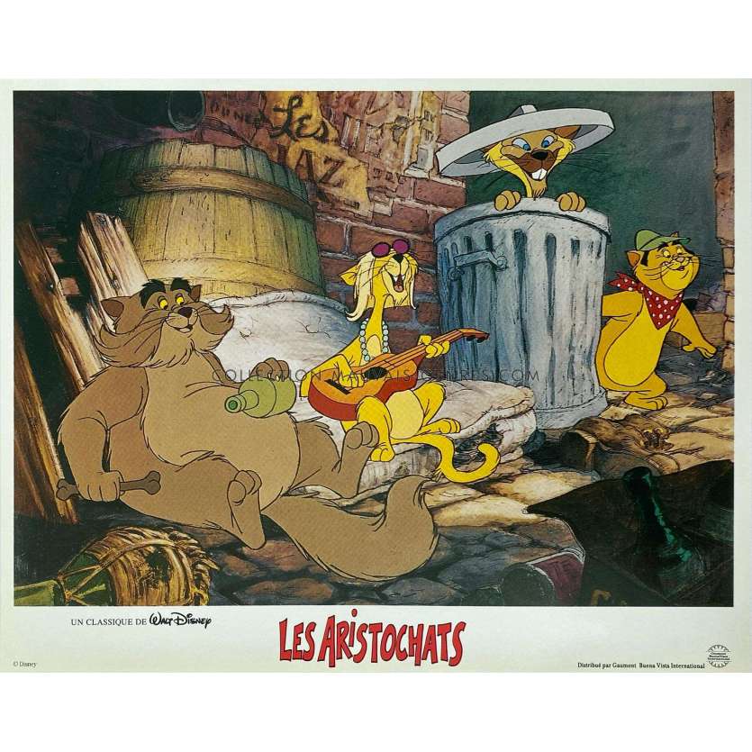 THE ARISTOCATS Original Lobby Card N03 - 9x12 in. - 1970/R1990 - Phil Harris, Walt Disney