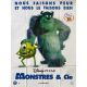 MONSTERS INC Original Movie Poster Adv. - 47x63 in. - 2001 - John Goodman, Pixar