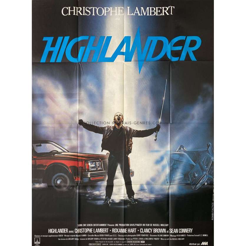 HIGHLANDER Affiche de film- 120x160 cm. - 1985 - Christophe Lambert, Russel Mulcahy