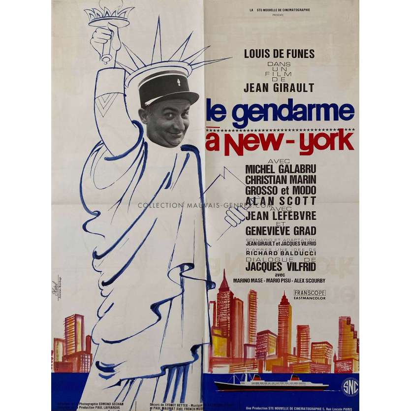 THE GENDARME IN NEW YORK Original Movie Poster- 23x32 in. - 1965/R1972 - Louis de Funès, Jean Girault