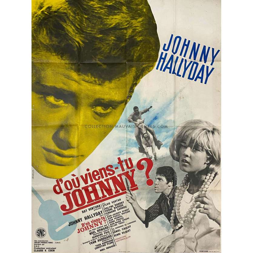 WHERE ARE YOU FROM, JOHNNY? Original Movie Poster- 47x63 in. - 1963 - Johnny Hallyday, Noël Howard