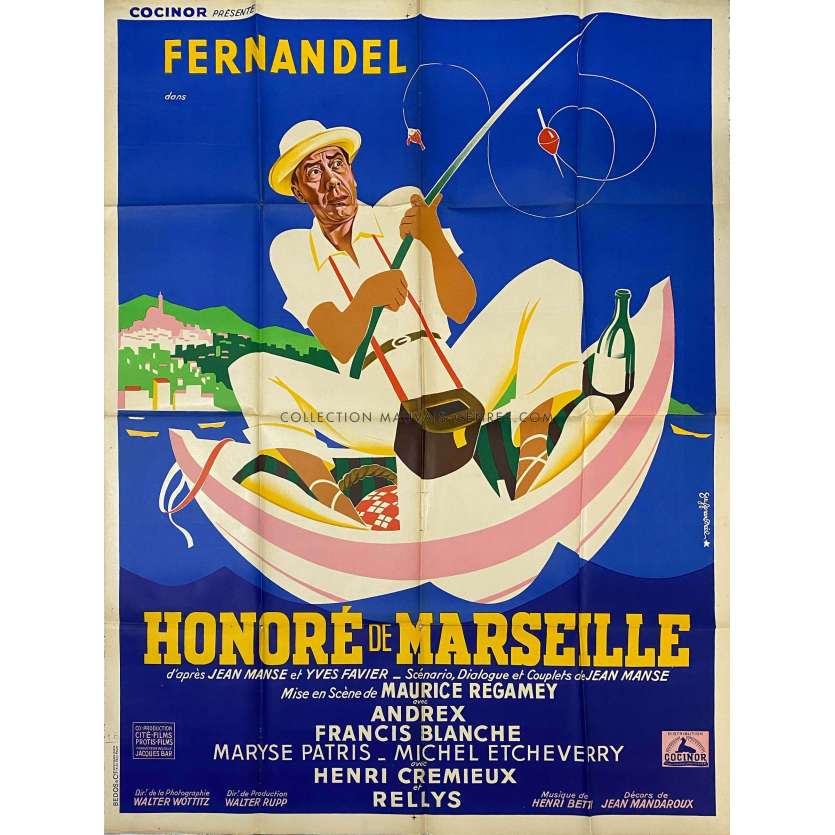 HONORE DE MARSEILLE Original Movie Poster- 47x63 in. - 1956 - Fernandel, Maurice Régamey