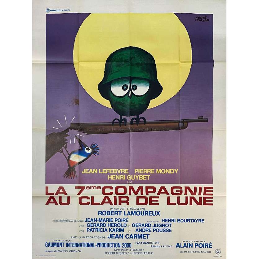 LA 7EME COMPAGNIE AU CLAIR DE LUNE Affiche de film- 120x160 cm. - 1977 - Jean Lefebvre, Robert Lamoureux