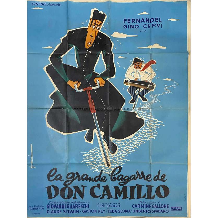 DON CAMILLO ET L'ON. PEPPONE Original Movie Poster- 47x63 in. - 1955 - Fernandel, Carmine Gallone
