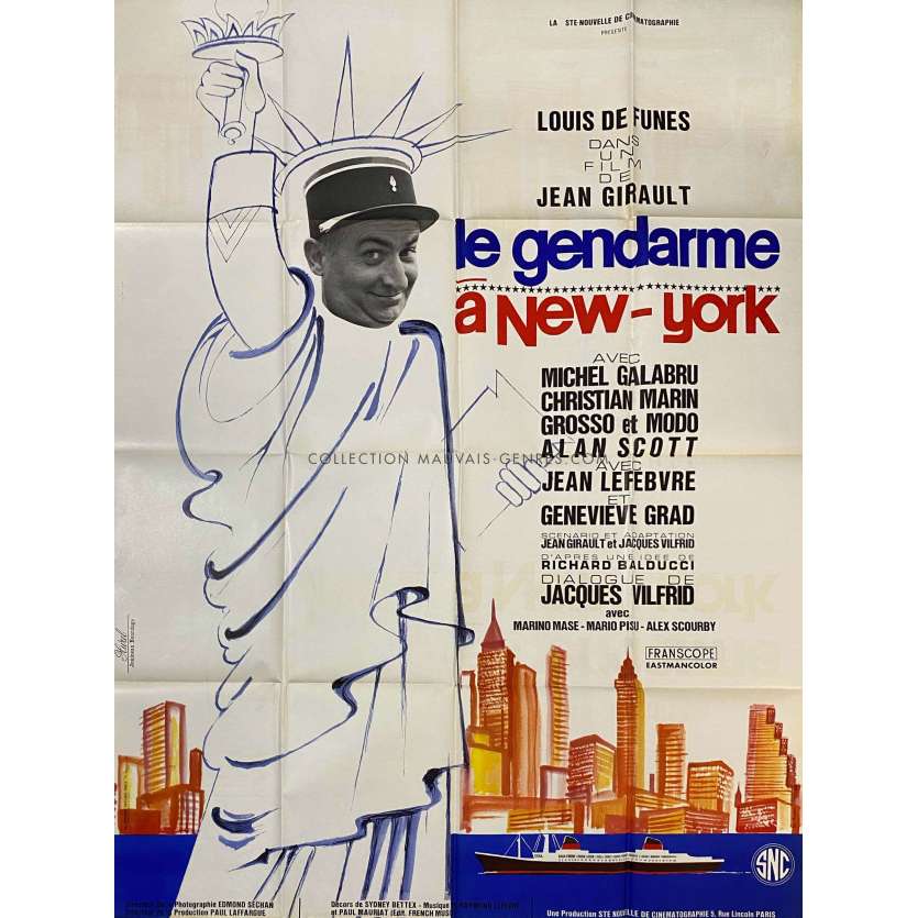 LE GENDARME A NEW YORK Affiche de film- 120x160 cm. - 1965/R1974 - Louis de Funès, Jean Girault