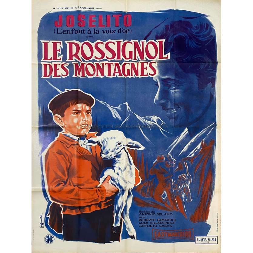 LE ROSSIGNOL DES MONTAGNES Affiche de film- 120x160 cm. - 1958 - Joselito, Antonio del Amo