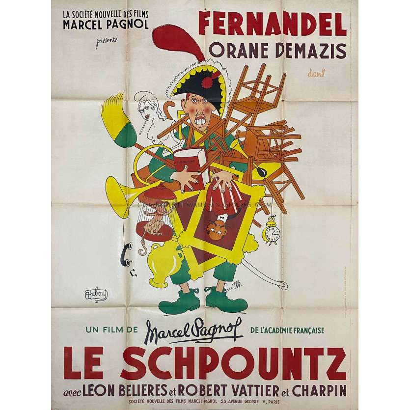 HEARTBEAT Original Movie Poster- 47x63 in. - 1938/R1952 - Fernandel, Marcel Pagnol
