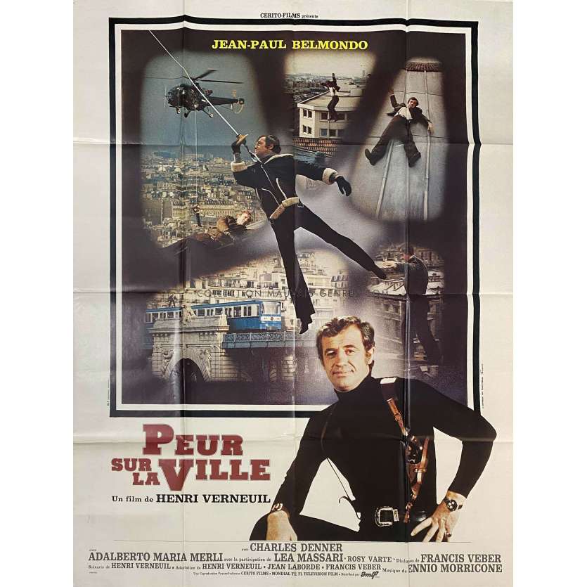 NIGHT CALLER Original Movie Poster Style B - 47x63 in. - 1975 - Jean-Paul Belmondo, Henri Verneuil