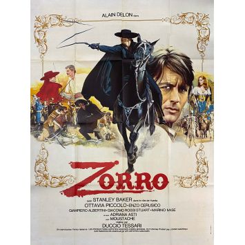 ZORRO Original Movie Poster- 47x63 in. - 1975 - Alain Delon, Duccio Tessari