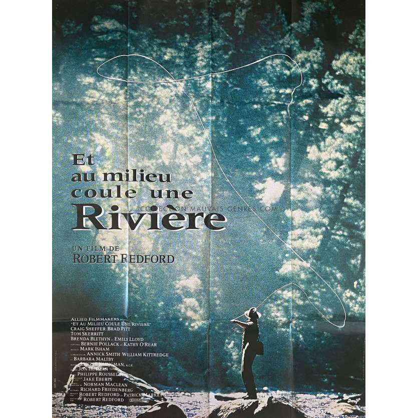ET AU MILIEU COULE UNE RIVIERE Affiche de film- 120x160 cm. - 1992 - Brad Pitt, Robert Redford