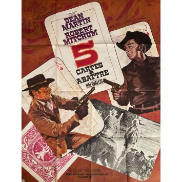 5 CARTES A ABATTRE Affiche de film- 120x160 cm. - 1968 - Robert Mitchum, Henry Hathaway