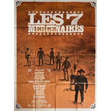 LES SEPT MERCENAIRES Affiche de film- 120x160 cm. - 1960/R1970 - Steve McQueen, Yul Brynner