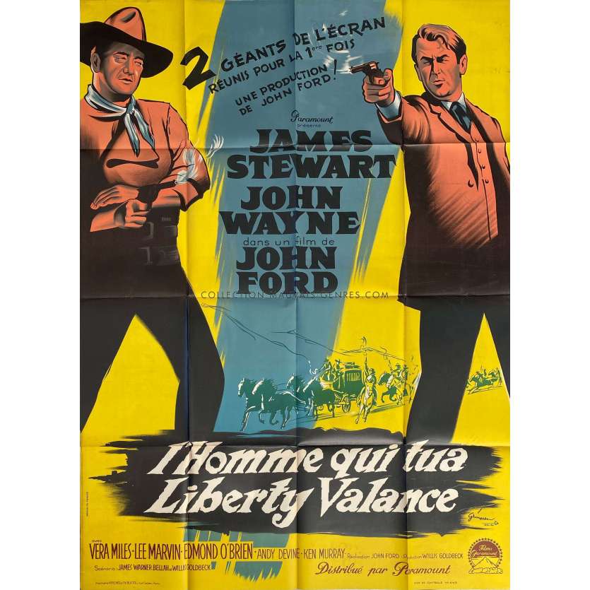 THE MAN WHO SHOT LIBERTY VALANCE Original Movie Poster- 47x63 in. - 1962 - James Stewart, John Ford
