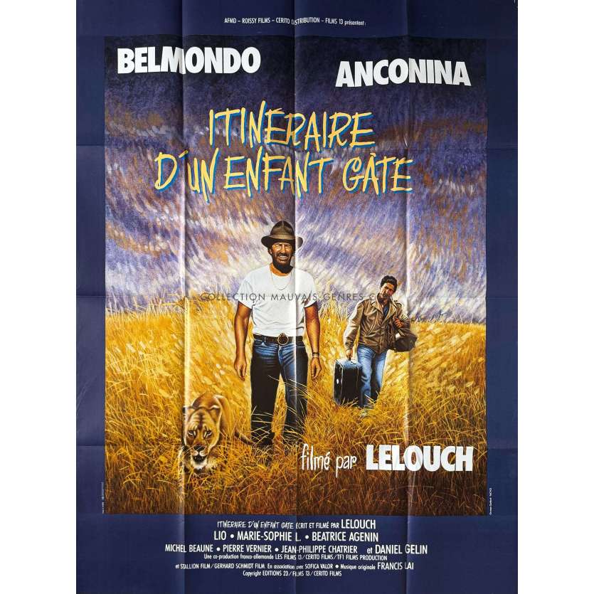 ITINARY OF A SPOILED CHILD Original Movie Poster- 47x63 in. - 1988 - Jean-Paul Belmondo, Claude Lelouch