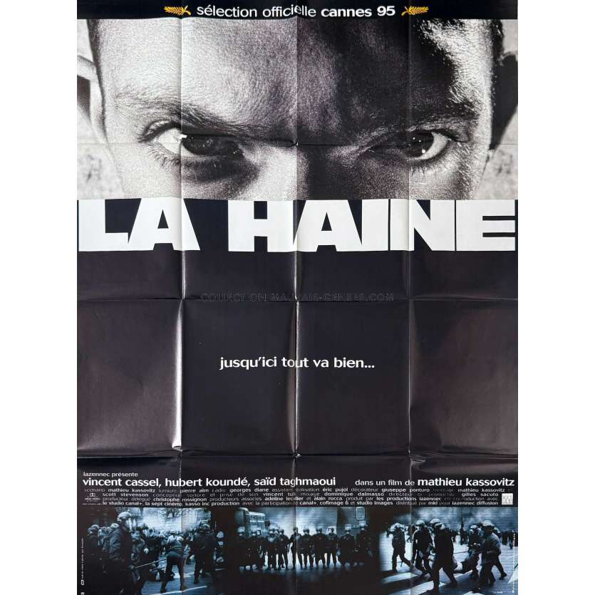 HATE Original Movie Poster- 47x63 in. - 1995 - Vincent Cassel, Mathieu Kassovitz