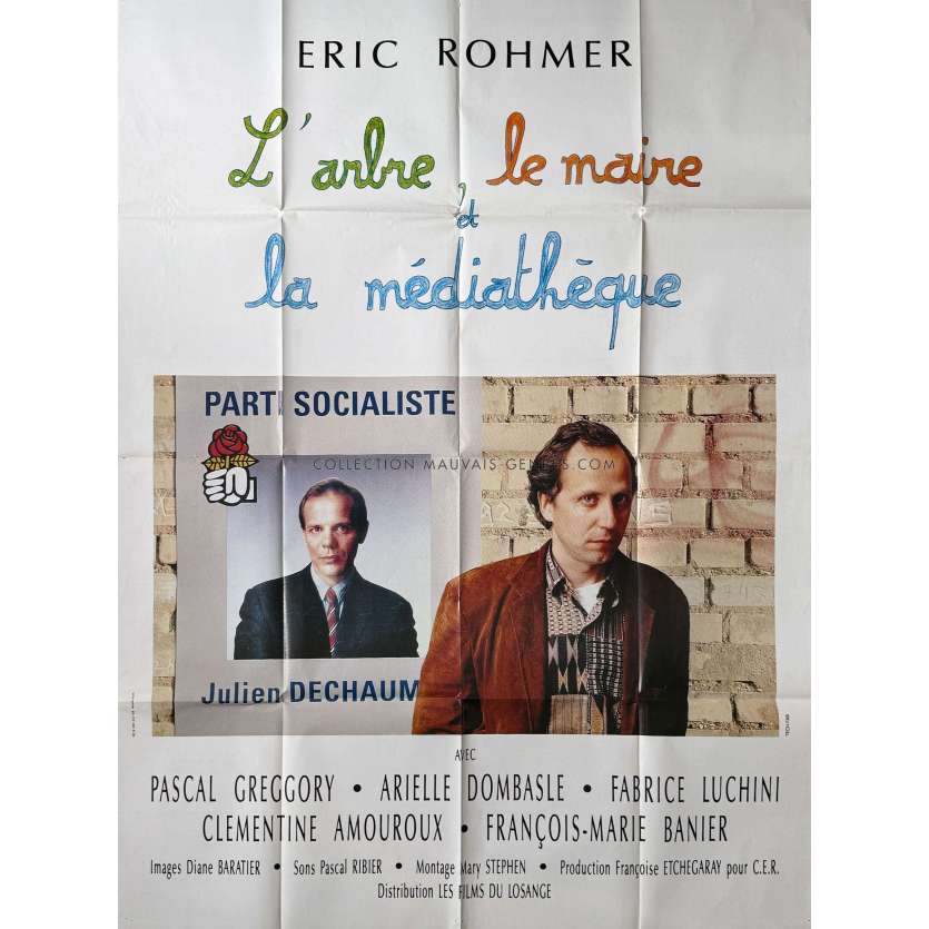 THE TREE THE MAYOR AND THE MEDIATHEQUE Original Movie Poster- 47x63 in. - 1993 - Arielle Dombasle, Eric Rohmer