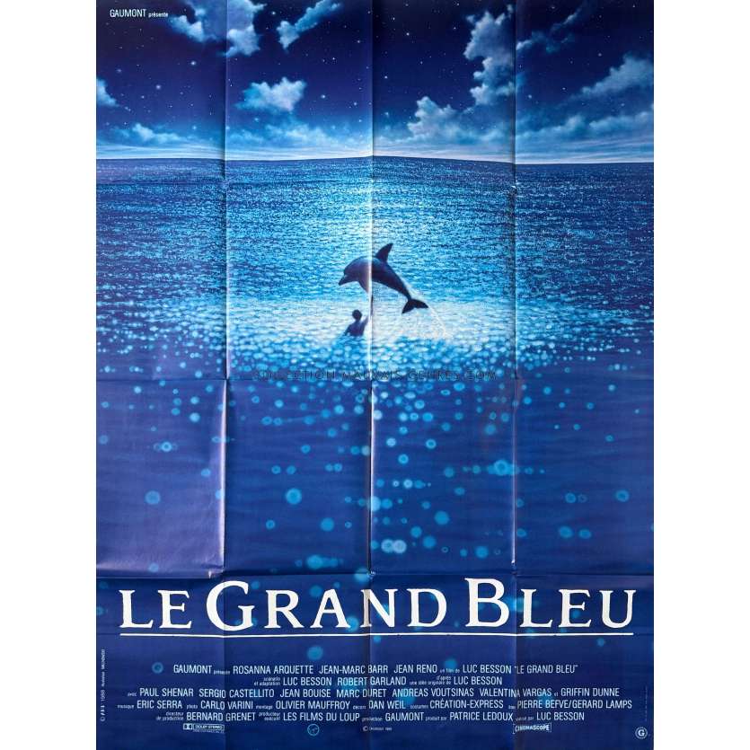 THE BIG BLUE Original Movie Poster- 47x63 in. - 1988 - Jean Reno, Luc Besson