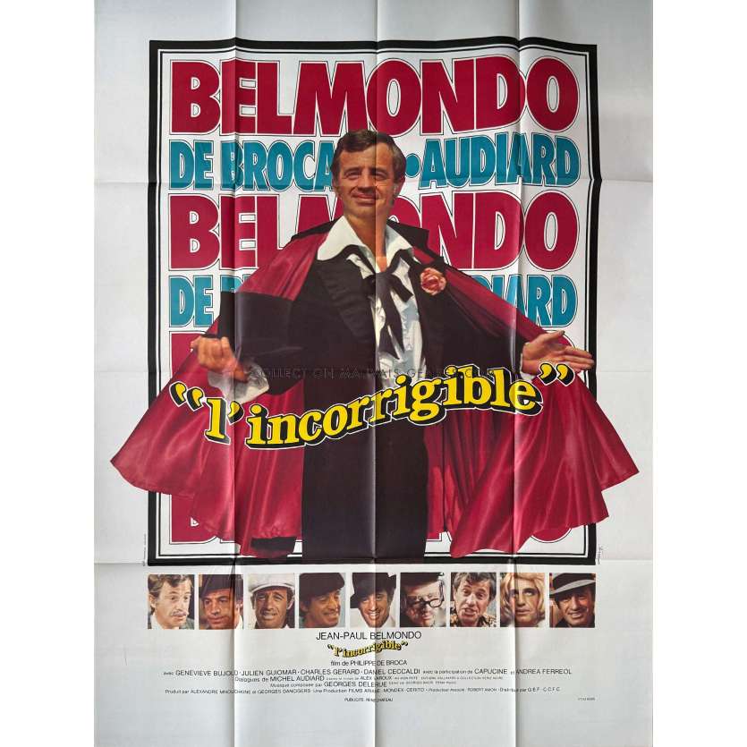 L'INCORRIGIBLE Affiche de film- 120x160 cm. - 1975 - Jean-Paul Belmondo, Philippe de Broca