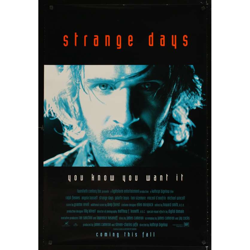 STRANGE DAYS advance movie poster 1sh '95 Ralph Fiennes, Katrin Bigelow