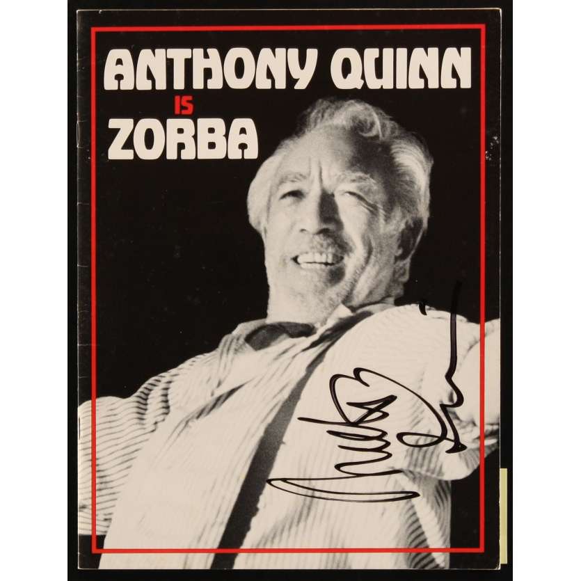 ZORBA signed stage play souvenir program book '83 by BOTH Anthony Quinn AND Lila Kedrova!