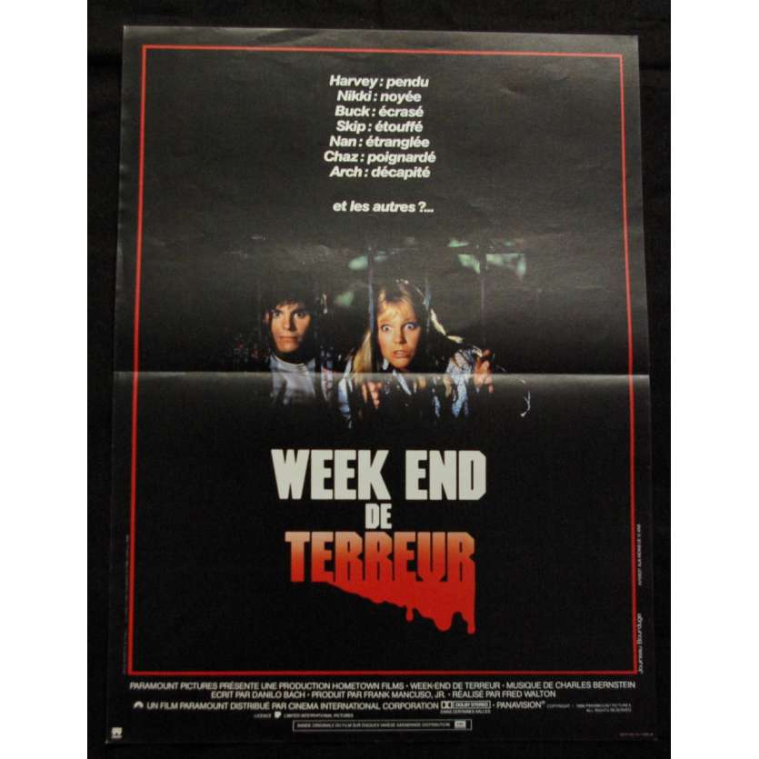 'WEEK-END DE TERREUR Affiche 40x60 FR ''86 Horror Movie Poster'
