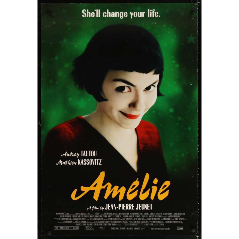 AMELIE 1sh '01 Jean-Pierre Jeunet, great close up of Audrey Tautou!