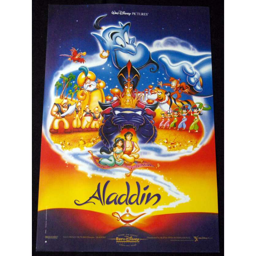 ALADDIN French Movie Poster Blue 15x21 '92 Walt Disney Classic